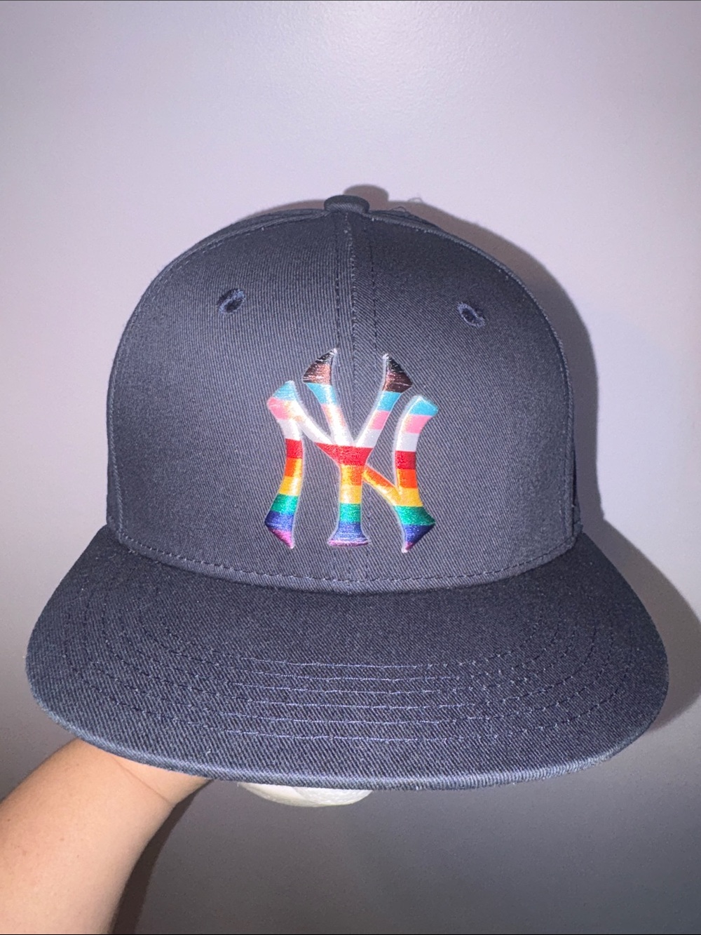 Melonwear Navy 2025 New York Yankees Rainbow Logo Pride Embroidered Hat Cap